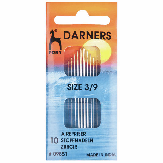 Pony Hand Sewing Needles: Darners: Gold Eye: Sizes 3-9: Pony 09851: Pack of 10